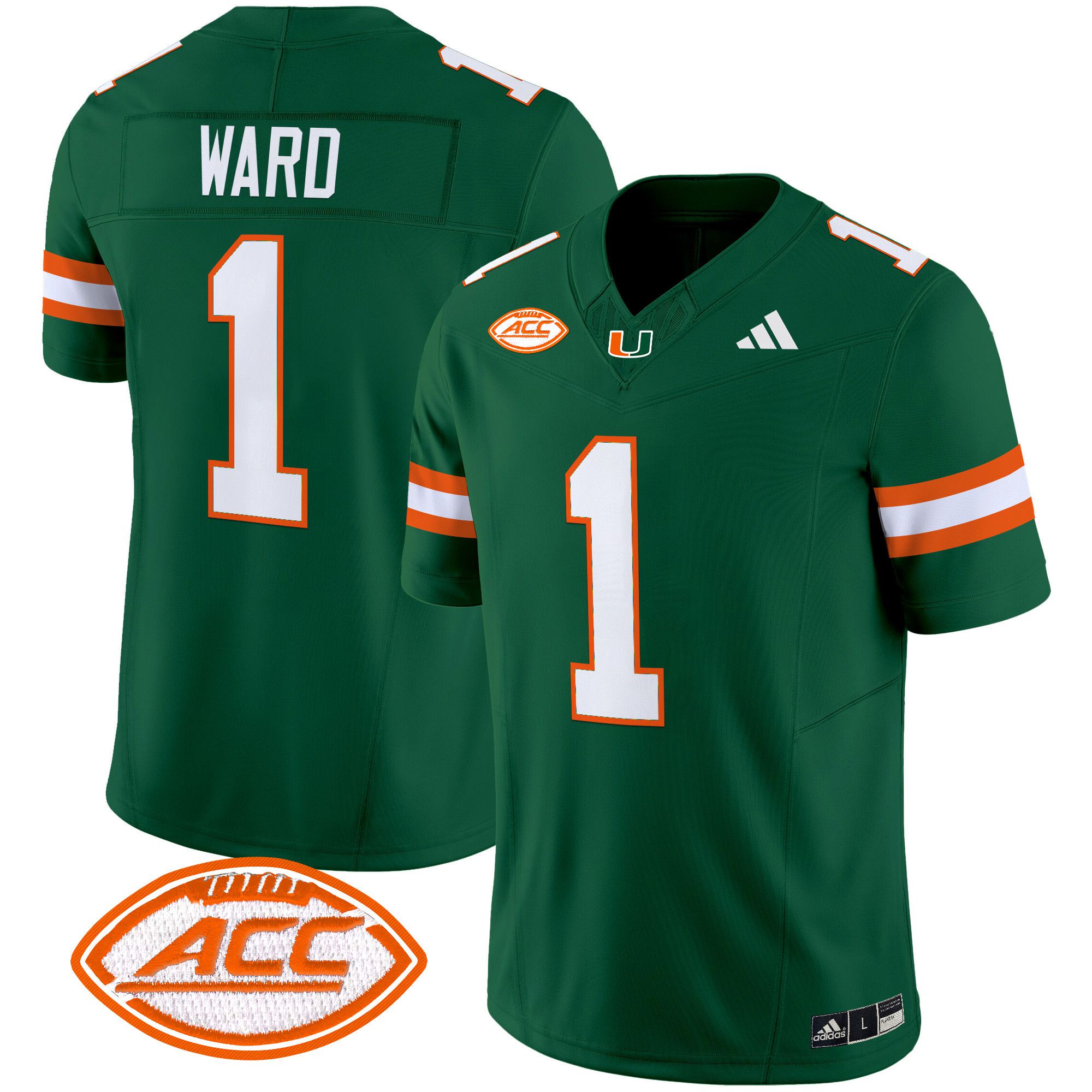Men Miami Hurricanes #1 Ward Green 2024 Vapor Limited NCAA Jersey style 1->ncaa teams->NCAA Jersey